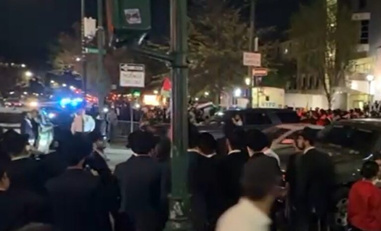 צפו: עימותים בין חב"דניקים לתומכי חמאס שהגיעו להפגין מול 770