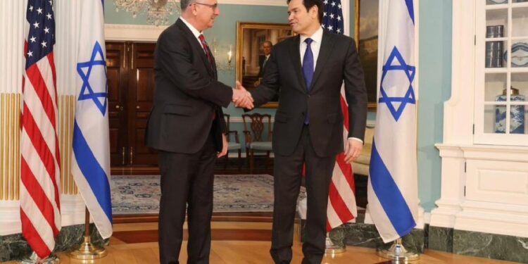 שר החוץ גדעון סער נפגש מזכיר המדינה האמריקני מרקו רוביו