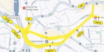 זו מפת ההתכנסות של עצרת הרבבות בכניסה לירושלים