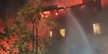 בני ברק: שריפה שהחלה ברחוב התפשטה לעצים ולתוך בניין